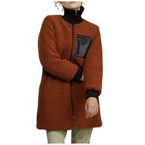 NVLT Boulce Longline Sherpa Jacket In Cognac Sz L